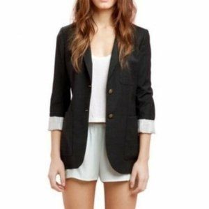 Talula Artizia Wool Blazer Jacket Navy Blue Long Boyfriend Blazer Coat